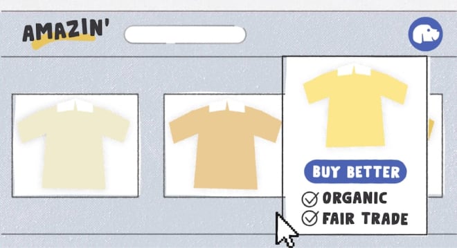 Illustrated image showing The Beagle Button's popup