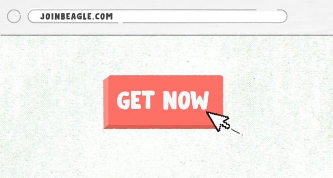 Illustrated image of a button saying Get now